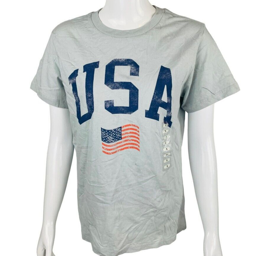 New Grayson Threads Juniors Sz Small USA Tee Shirt‎ Top Gray NWT